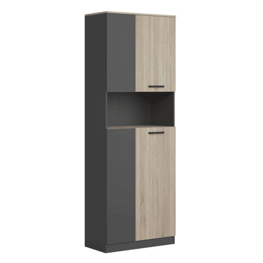 Armário de escritório Nibis com 2 portas e 1 espaço de armazenamento no centro, carvalho Sonoma e cinza antracite, 80x223x40 cm Armário de escritório Nibis com 2 portas e 1 espaço de armazenamento no centro, carvalho Sonoma e cinza antracite, 80x223x40 cm
