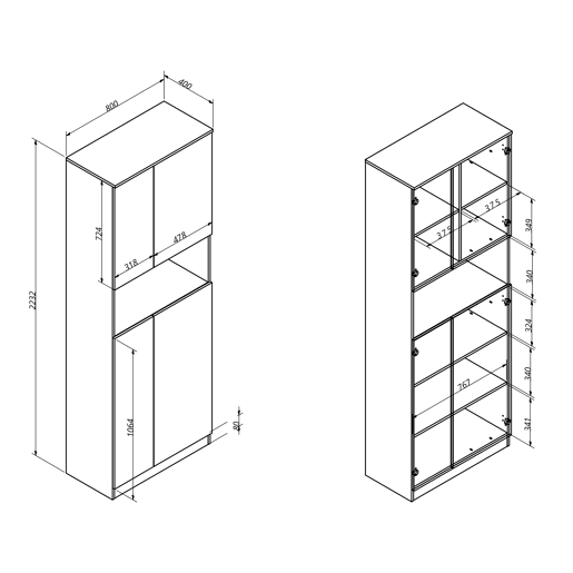 Armário de escritório Nibis com 2 portas e 1 espaço de armazenamento no centro, carvalho Sonoma e cinza antracite, 80x223x40 cm Armário de escritório Nibis com 2 portas e 1 espaço de armazenamento no centro, carvalho Sonoma e cinza antracite, 80x223x40 cm