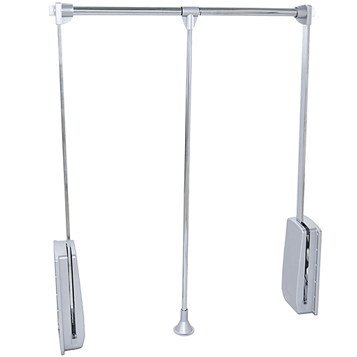 Cabide dobrável para guarda-roupa Hang em cromo com extensão de 83 a 115 cm e dimensões totais de 115x84x83 cm