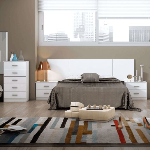 Pacote de móveis para quarto de casal em branco fosco Quarto moderno