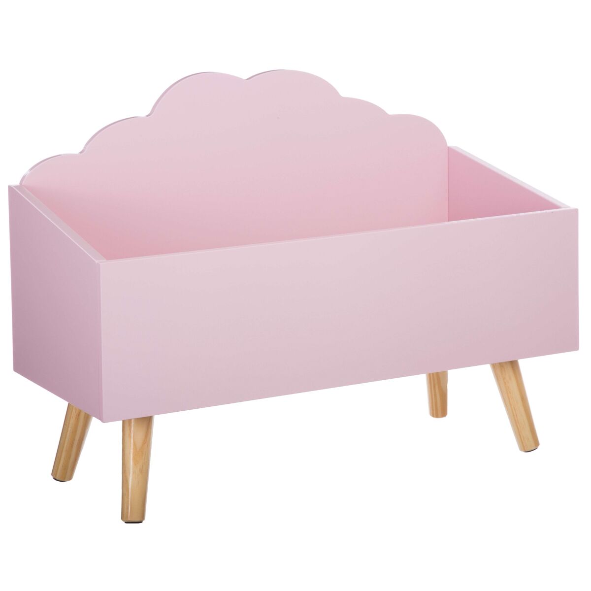 Baú infantil douceur cloud com pernas rosa e carvalho 58 cm