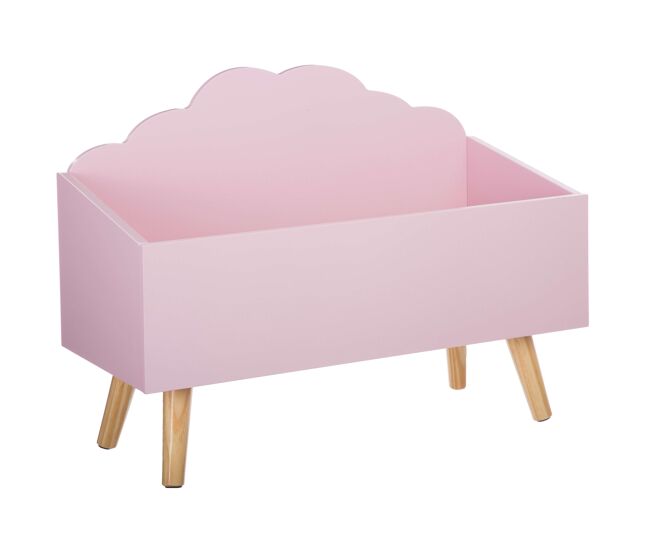 Baú infantil douceur cloud com pernas rosa e carvalho 58 cm