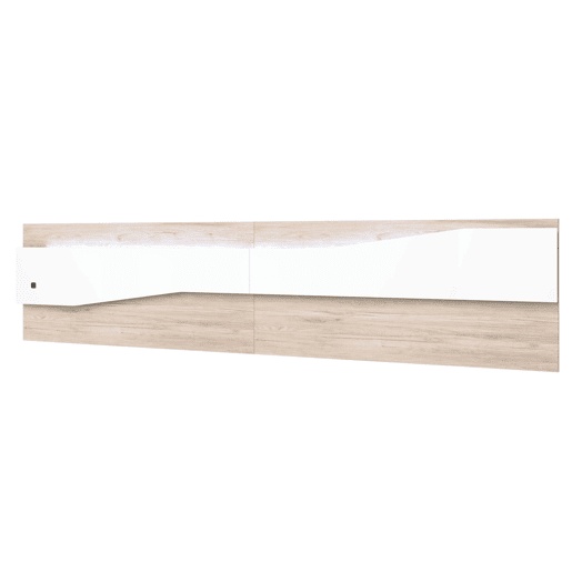 Pacote de móveis de quarto assimétricos em branco e Robke Sahara, composto por uma cabeceira, 2 mesas de cabeceira com 2 gavetas e uma cômoda Pacote de móveis de quarto assimétricos em branco e Robke Sahara, composto por uma cabeceira, 2 mesas de cabeceira com 2 gavetas e uma cômoda