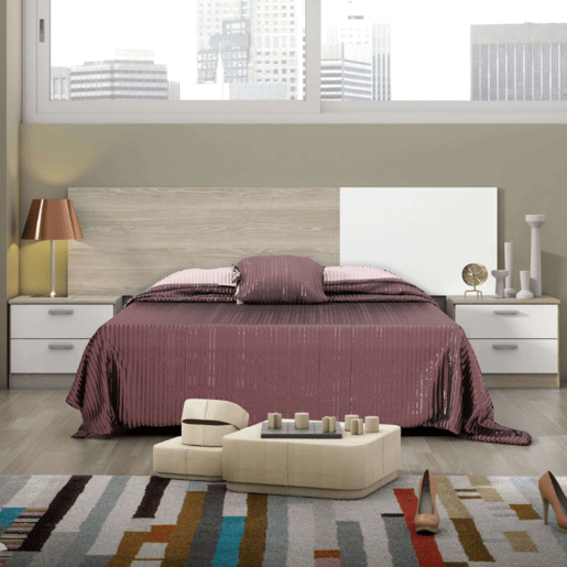 Conjunto de quarto de casal em branco fosco e sahara
