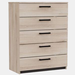 Cômoda Watson Modern Style para quarto em carvalho Kronberge e carvalho Waterford com 5 gavetas 79,6x102,5x41,1 cm.