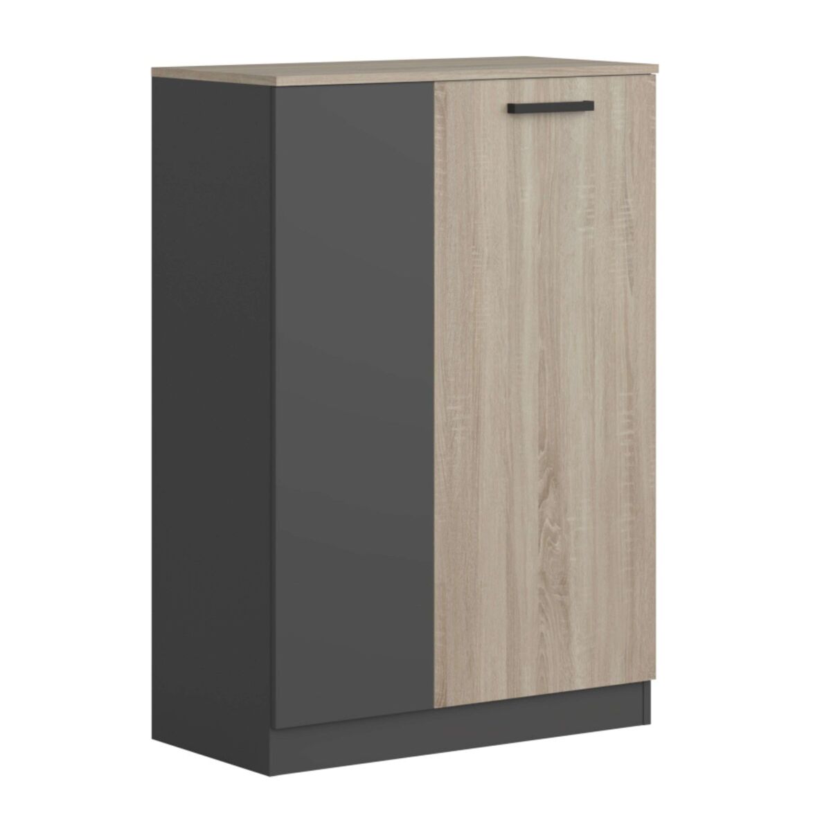 Armario auxiliar oficina nibis 2 puertas estilo industrial roble sonoma y gris antracita 80x116x40 cm