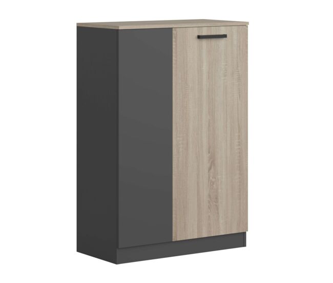 Armario auxiliar oficina nibis 2 puertas estilo industrial roble sonoma y gris antracita 80x116x40 cm