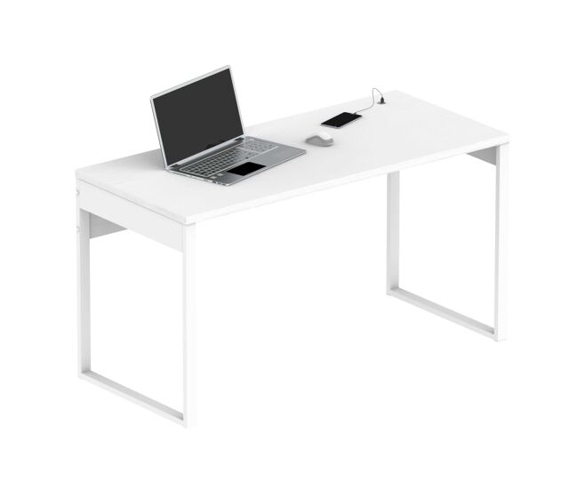 Pack muebles oficina 4 escritorios y estanterías despacho trabajo estilo moderno color blanco