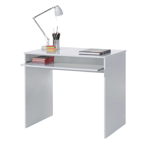 Pacote de móveis de estudo infantil e juvenil estilo contemporâneo I-Joy em branco, composto por uma escrivaninha e prateleiras Pacote de móveis de estudo infantil e juvenil estilo contemporâneo I-Joy em branco, composto por uma escrivaninha e prateleiras