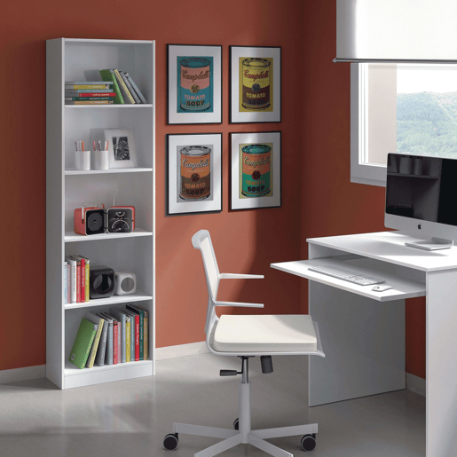 Pacote de móveis de estudo infantil e juvenil estilo contemporâneo I-Joy em branco, composto por uma escrivaninha e prateleiras Pacote de móveis de estudo infantil e juvenil estilo contemporâneo I-Joy em branco, composto por uma escrivaninha e prateleiras