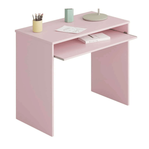 Pacote de móveis de estudo infantil e juvenil estilo moderno I-Joy em rosa, composto por uma escrivaninha e estante Pacote de móveis de estudo infantil e juvenil estilo moderno I-Joy em rosa, composto por uma escrivaninha e estante