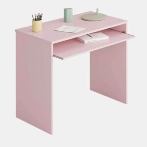 Pacote de móveis de estudo infantil e juvenil estilo moderno I-Joy em rosa, composto por uma escrivaninha e estante