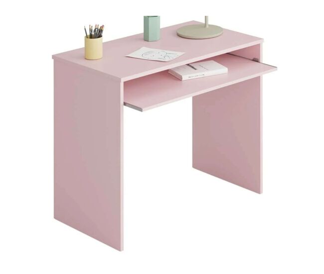 Pack muebles estudio juvenil infantil i-joy en color blanco o rosa formado por escritorio + estantería