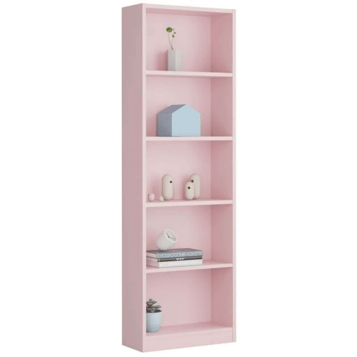Pacote de móveis de estudo infantil e juvenil estilo moderno I-Joy em rosa, composto por uma escrivaninha e estante Pacote de móveis de estudo infantil e juvenil estilo moderno I-Joy em rosa, composto por uma escrivaninha e estante