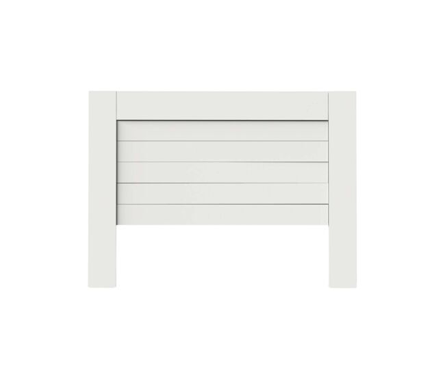 Pack de dormitorio estilo nórdico en colores blanco y roble aurora con armario, cabecero y 2 mesitas de noche.