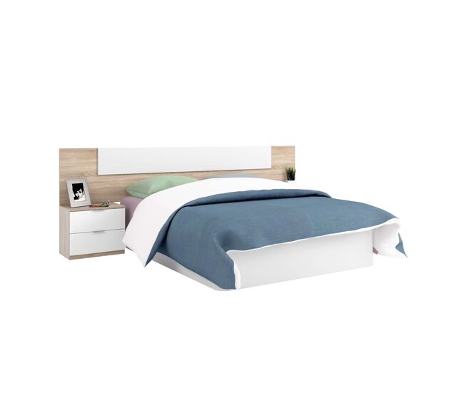 Pack habitación matrimonio alba 150x190 (cama+ cabezal + 2 mesitas + armario + sinfonier) incluye somier