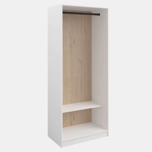 Closet Flexa Open Bedroom em carvalho Jackson e branco com 2 gavetas, 5 prateleiras e 2 trilhos, 166 cm