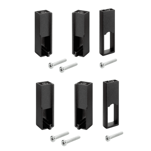 Varões de guarda-roupa de luxo em preto com 2 barras e 6 suportes de metal e plástico 75x30x15 cm