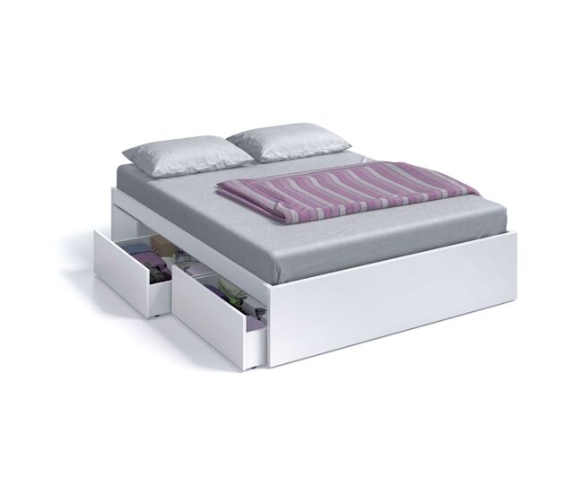 Pack de dormitorio doble color blanco artik (mate) con detalles en gris antracita 150 cm