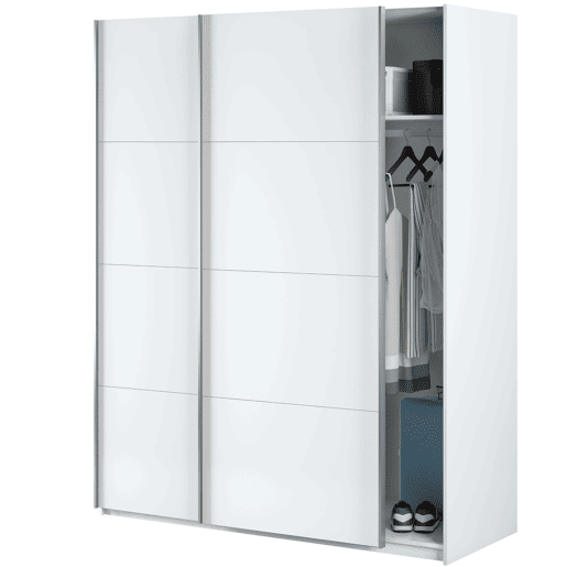 Pacote de quarto de casal em branco Artik (mate) com detalhes em cinza antracite, 150 cm