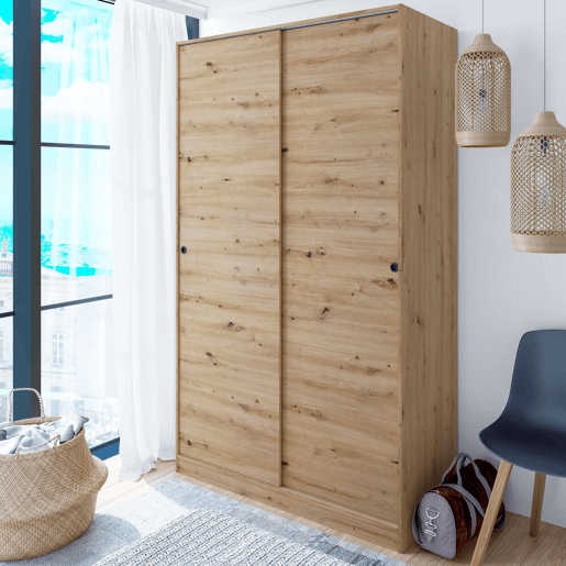 Pacote de quarto Cabeceira 135150 cm com 2 mesas de cabeceira + cômoda + guarda-roupa em carvalho Nodi e cinza antracite