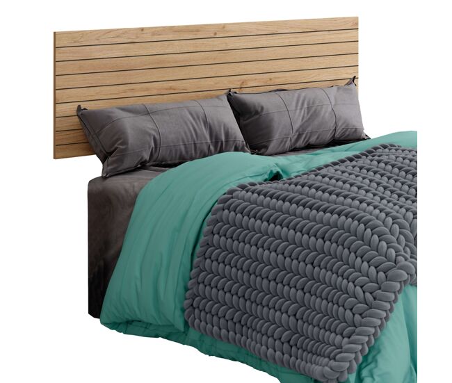 Pack muebles dormitorio camila armario, cómoda, mesita y cabecero estilo industrial color roble gold y negro