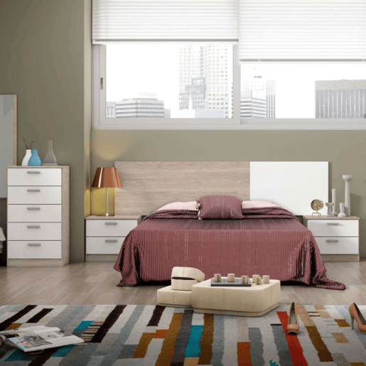 Móveis para quarto de casal em branco fosco e sahara