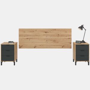 Pacote de quarto em carvalho Nodi e cinza antracite 150 ou 135 cm