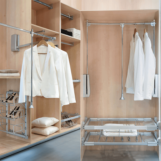 Cabide dobrável em cromo para guarda-roupa extensível 60 a 83 cm adaptável 83x85x60 cm aço e plástico