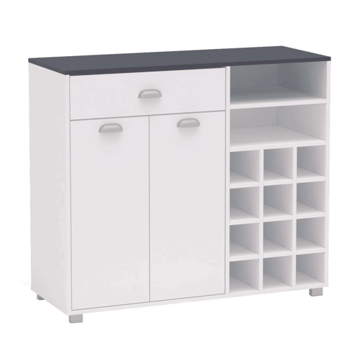 Buffet de cozinha Asfeld 2 portas 1 gaveta branco moderno móvel de armazenamento 90x103x40 cm