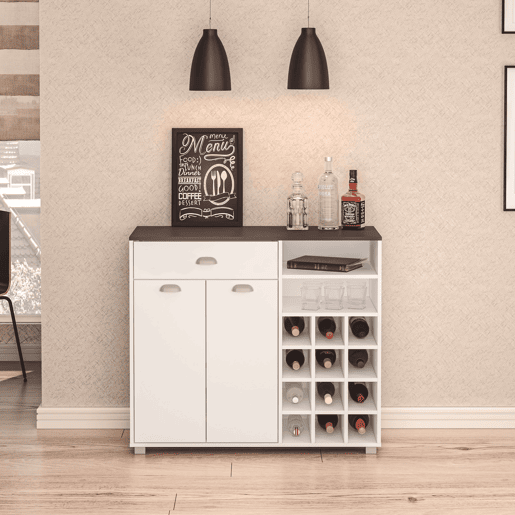 Buffet de cozinha Asfeld 2 portas 1 gaveta branco moderno móvel de armazenamento 90x103x40 cm