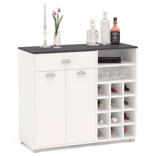 Buffet de cozinha Asfeld 2 portas 1 gaveta branco moderno móvel de armazenamento 90x103x40 cm