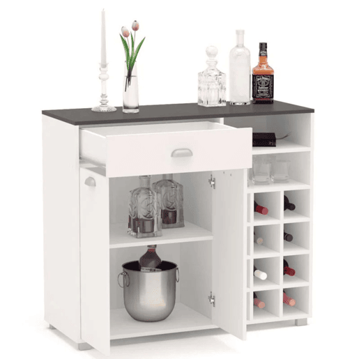 Buffet de cozinha Asfeld 2 portas 1 gaveta branco moderno móvel de armazenamento 90x103x40 cm