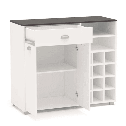 Buffet de cozinha Asfeld 2 portas 1 gaveta branco moderno móvel de armazenamento 90x103x40 cm
