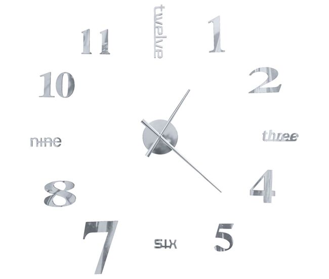 Reloj de pared 3d xxl diseño moderno plata ø100 cm