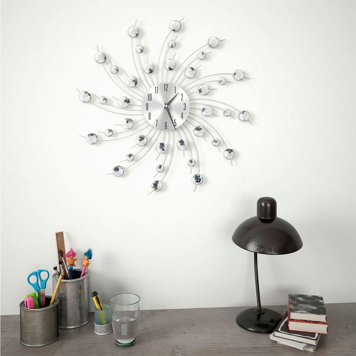 Reloj de pared con movimiento de cuarzo plata