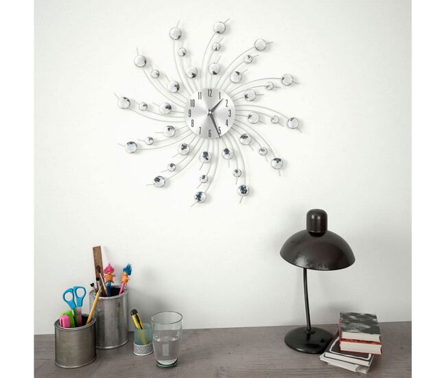 Reloj de pared con movimiento de cuarzo plata ø50 cm