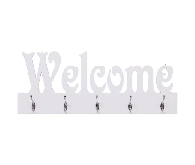 Perchero de pared welcome blanco 29,5x74 cm