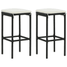 vidaXL Bancos de bar com almofadões 2 pcs vime PE preto