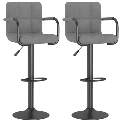 vidaXL Bancos de bar 2 pcs veludo cinzento-claro