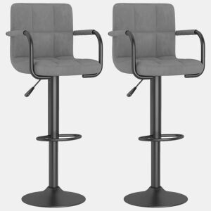 vidaXL Bancos de bar 2 pcs veludo cinzento-claro