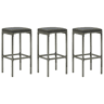 vidaXL Bancos de bar com almofadões 3 pcs vime PE cinzento