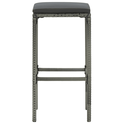 vidaXL Bancos de bar com almofadões 3 pcs vime PE cinzento vidaXL Bancos de bar com almofadões 3 pcs vime PE cinzento