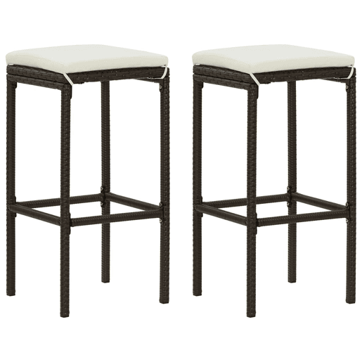 vidaXL Bancos de bar com almofadões 2 pcs vime PE castanho