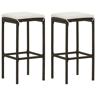 vidaXL Bancos de bar com almofadões 2 pcs vime PE castanho