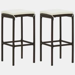 vidaXL Bancos de bar com almofadões 2 pcs vime PE castanho