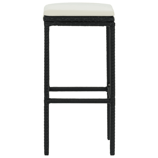 vidaXL Bancos de bar com almofadões 4 pcs vime PE preto