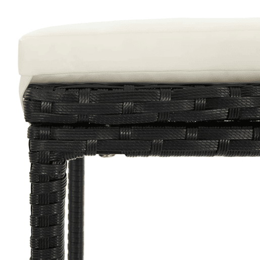 vidaXL Bancos de bar com almofadões 4 pcs vime PE preto