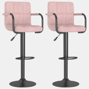 vidaXL Bancos de bar 2 pcs veludo rosa