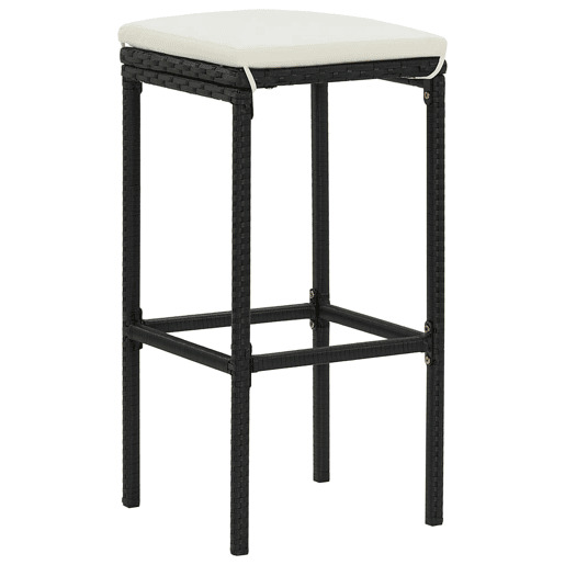 vidaXL Bancos de bar com almofadões 3 pcs vime PE preto vidaXL Bancos de bar com almofadões 3 pcs vime PE preto